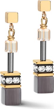COEUR DE LION Geocube Gold Earrings