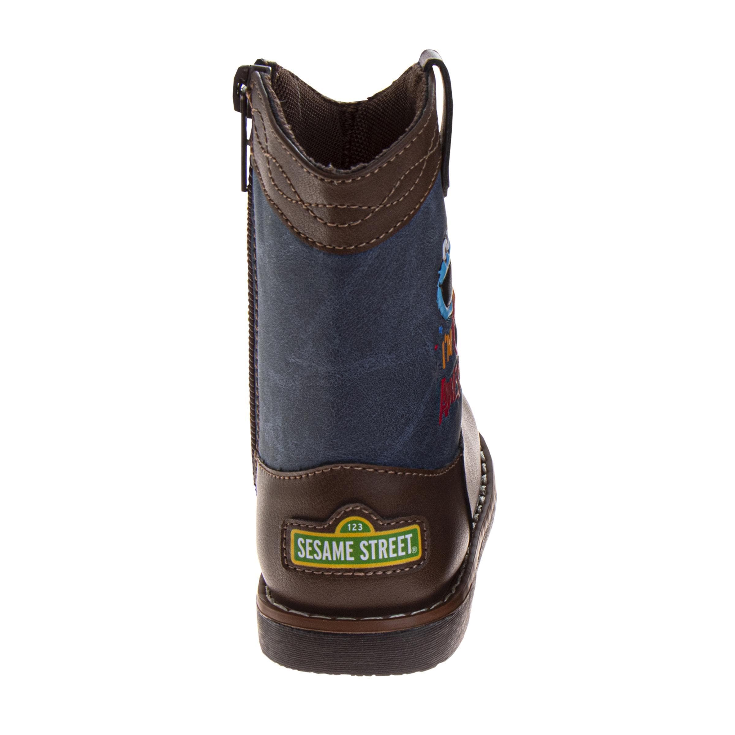 Sesame Street Elmo Infant Cowboy Boots Baby Western Pull-On Boots, Alternate, color, Brown Blue