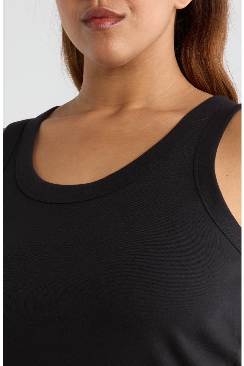 Scoop Neck Rib Cotton Tank, Alternate, color, BLACK