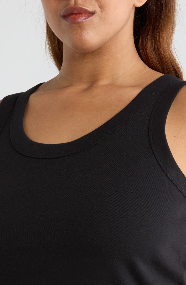 Caslon<sup>®</sup> Scoop Neck Rib Cotton Tank, Alternate, color, Black