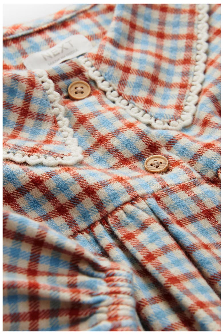 Kids' Gingham Long Sleeve Cotton Flannel Dress, Alternate, color, BLUE