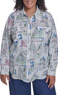 KARL LAGERFELD PARIS Oversize Printed Button-Up Shirt