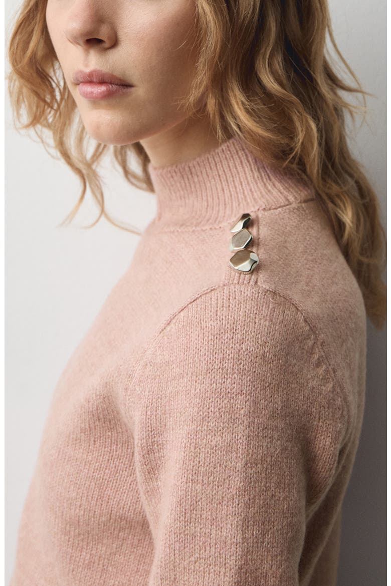 Perkins Short Sleeve Mock Neck Sweater, Alternate, color, PALE PINK