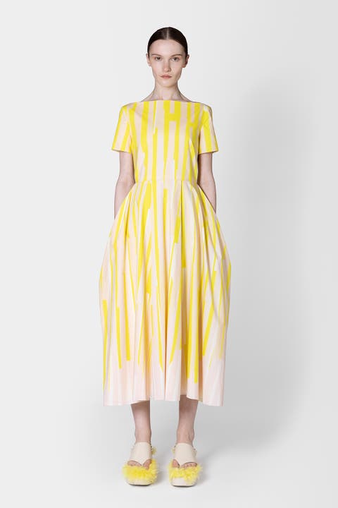 Vaela Stripe Cotton Midi Dress