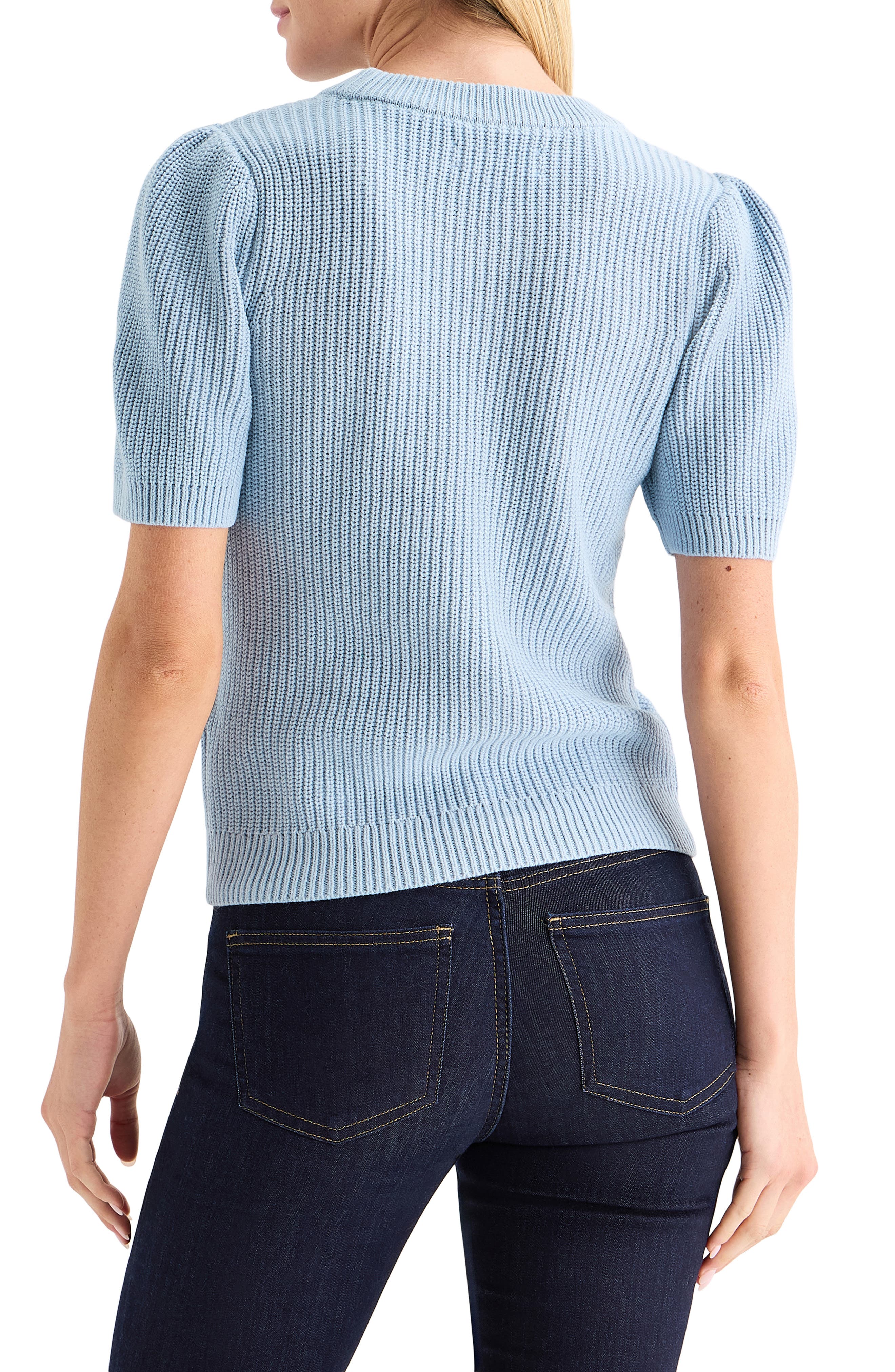 Bow Embroidered Short Sleeve Sweater - image 2