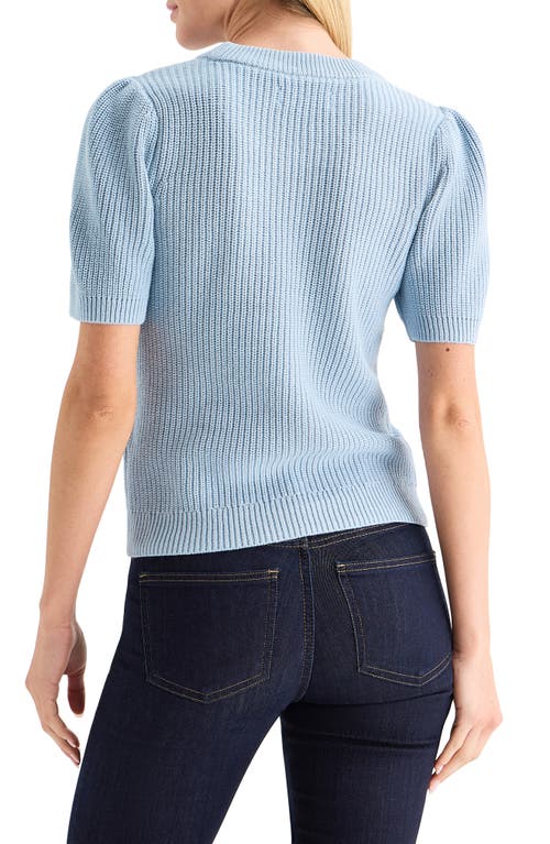 Lucky Brand Bow Embroidered Short Sleeve Sweater In Blue