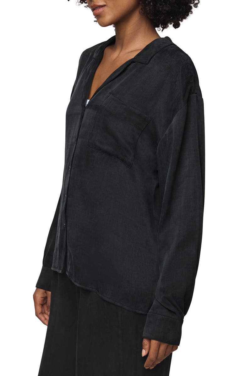 Splendid Serena Satin Shirt, Alternate, color, Black