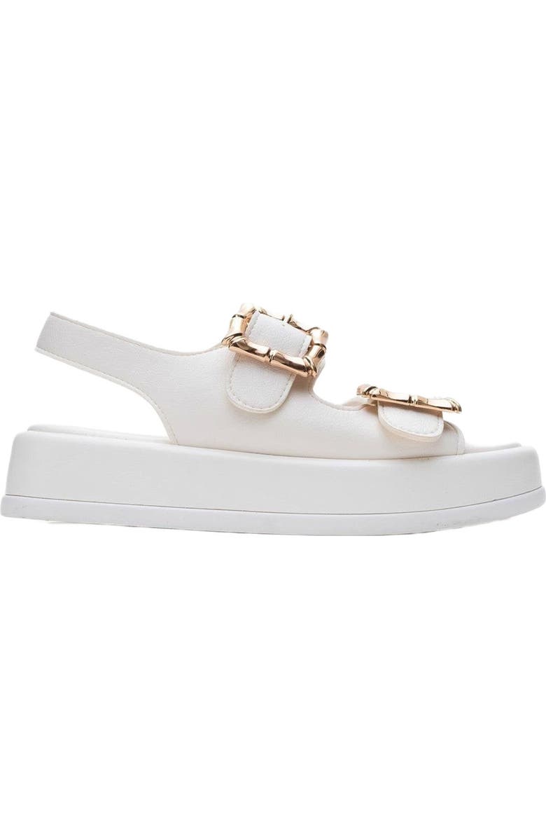 Prologue Shoes Slope Double Strap Sandal, Alternate, color, White Faux Leather