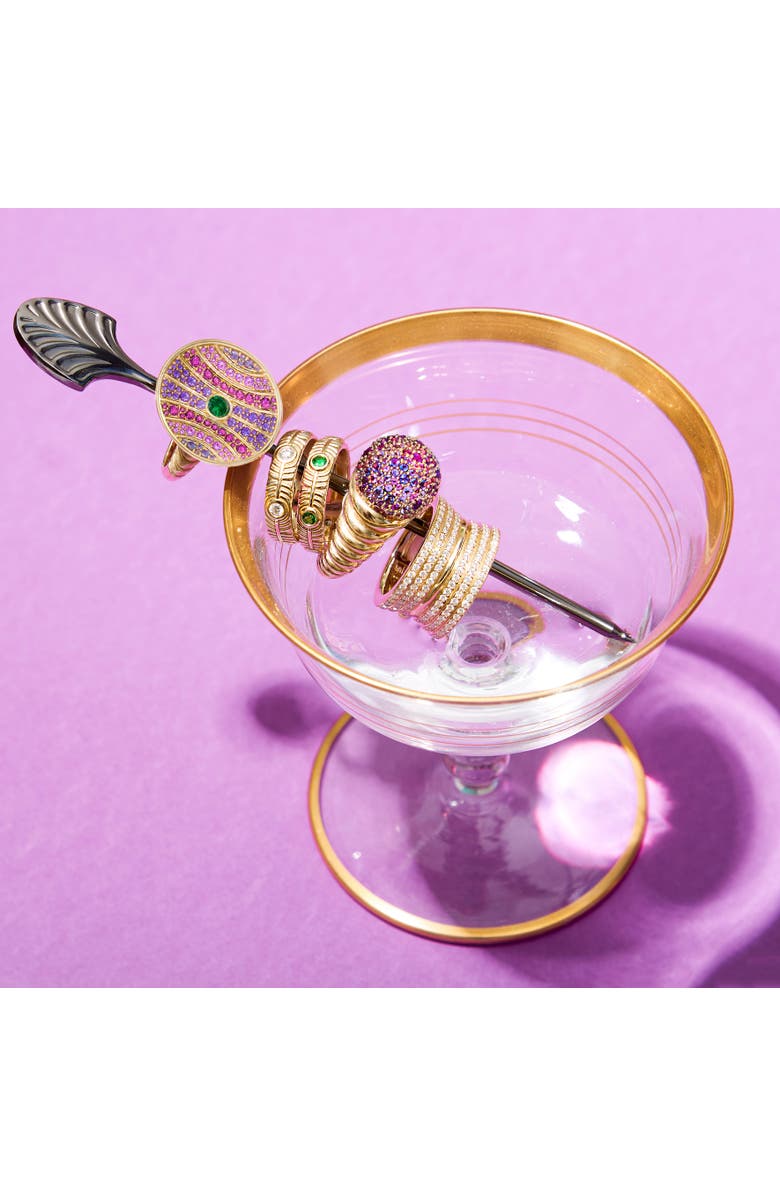 Campbell + Charlotte Revel Ribbed Stacking Band, Alternate, color, Diamond- Gold