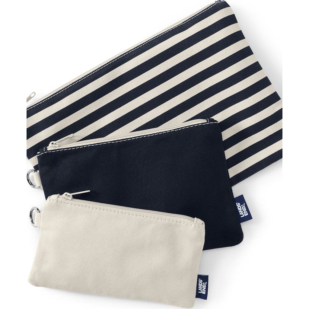 Lands' End Zip Canvas Pouch 3 Pack In Blue