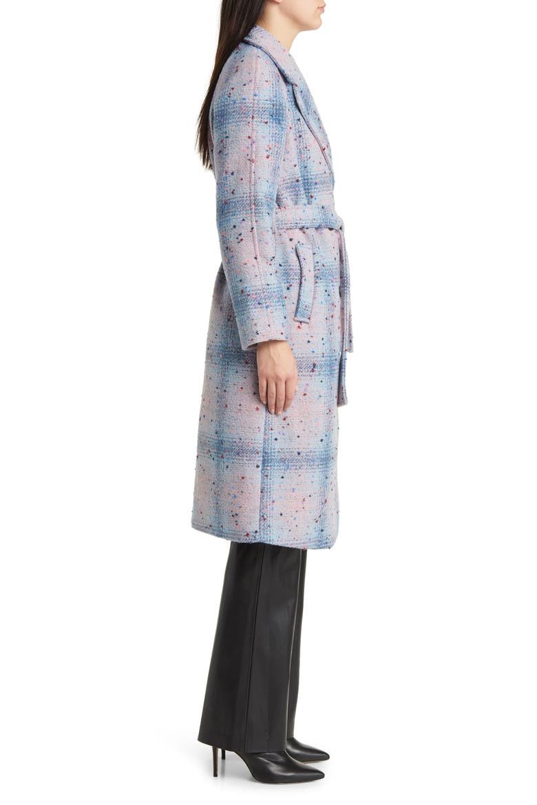 Donegal Tweed Double Breasted Wrap Coat, Alternate, color, BLUE MULTI