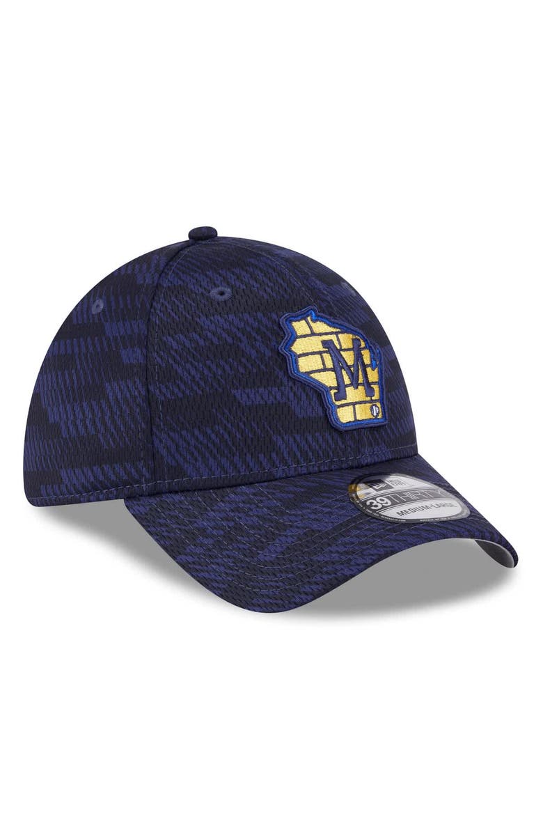 New Era Men's New Era Navy Milwaukee Brewers 2025 MLB Clubhouse 39THIRTY Flex Hat, Alternate, color, 