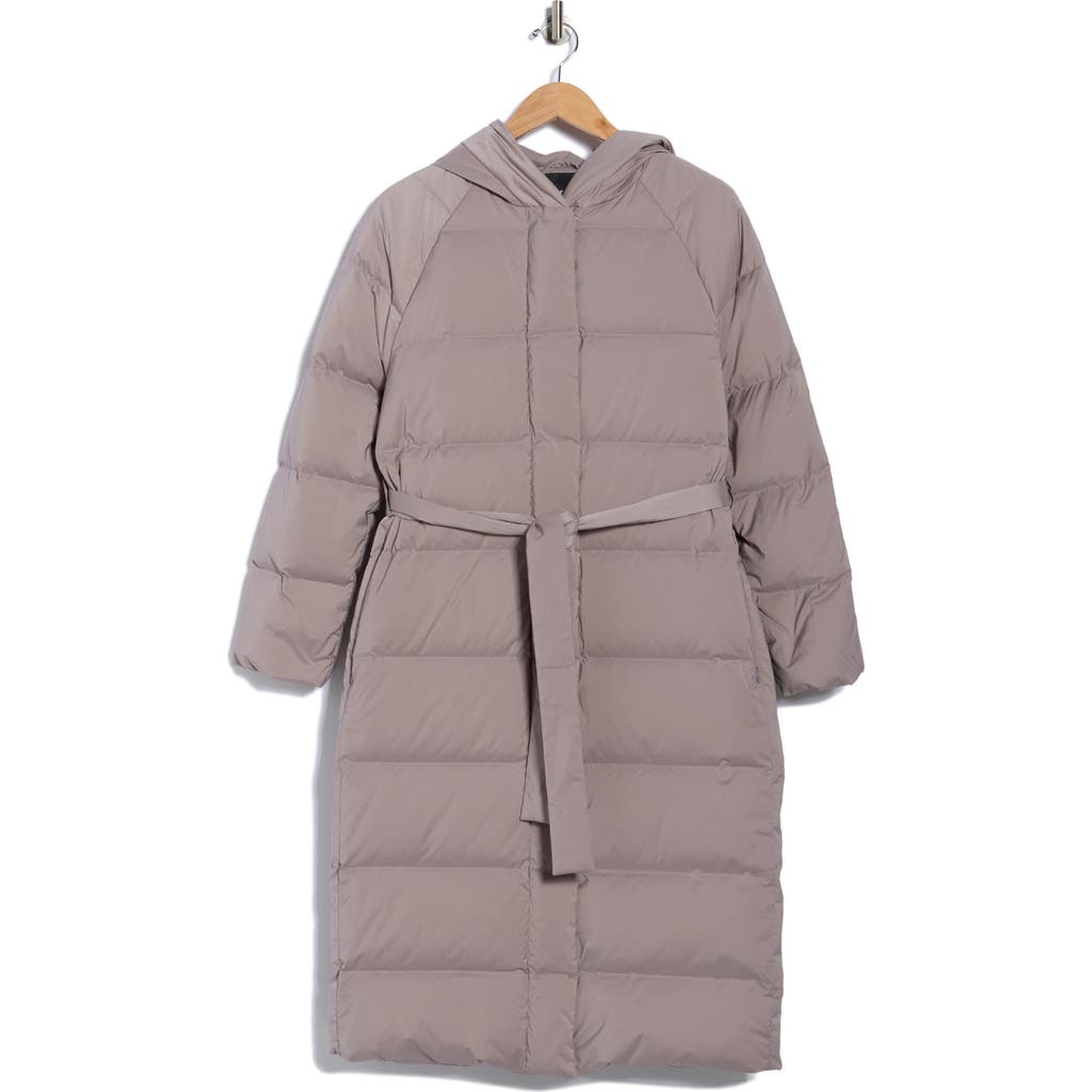 Theory True Hooded Down Coat In Gray