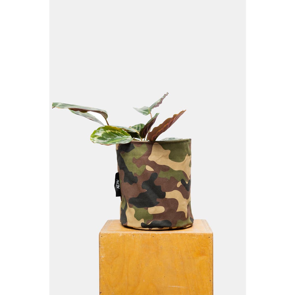 Adw Waxed Camo Plant Pot Cover In Multi