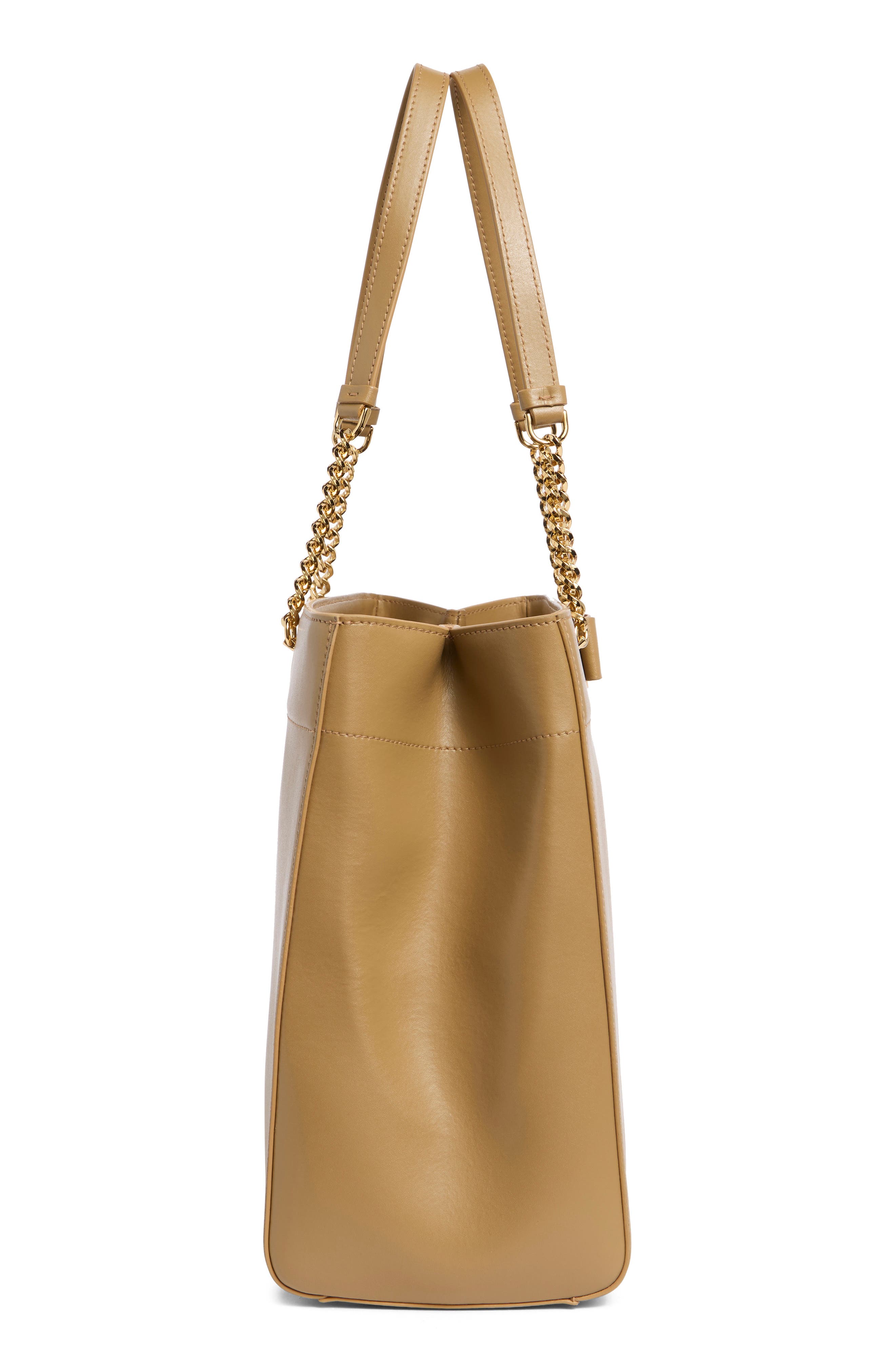 FERRAGAMO Vara Bow Leather Shoulder Bag, Alternate, color, Camel