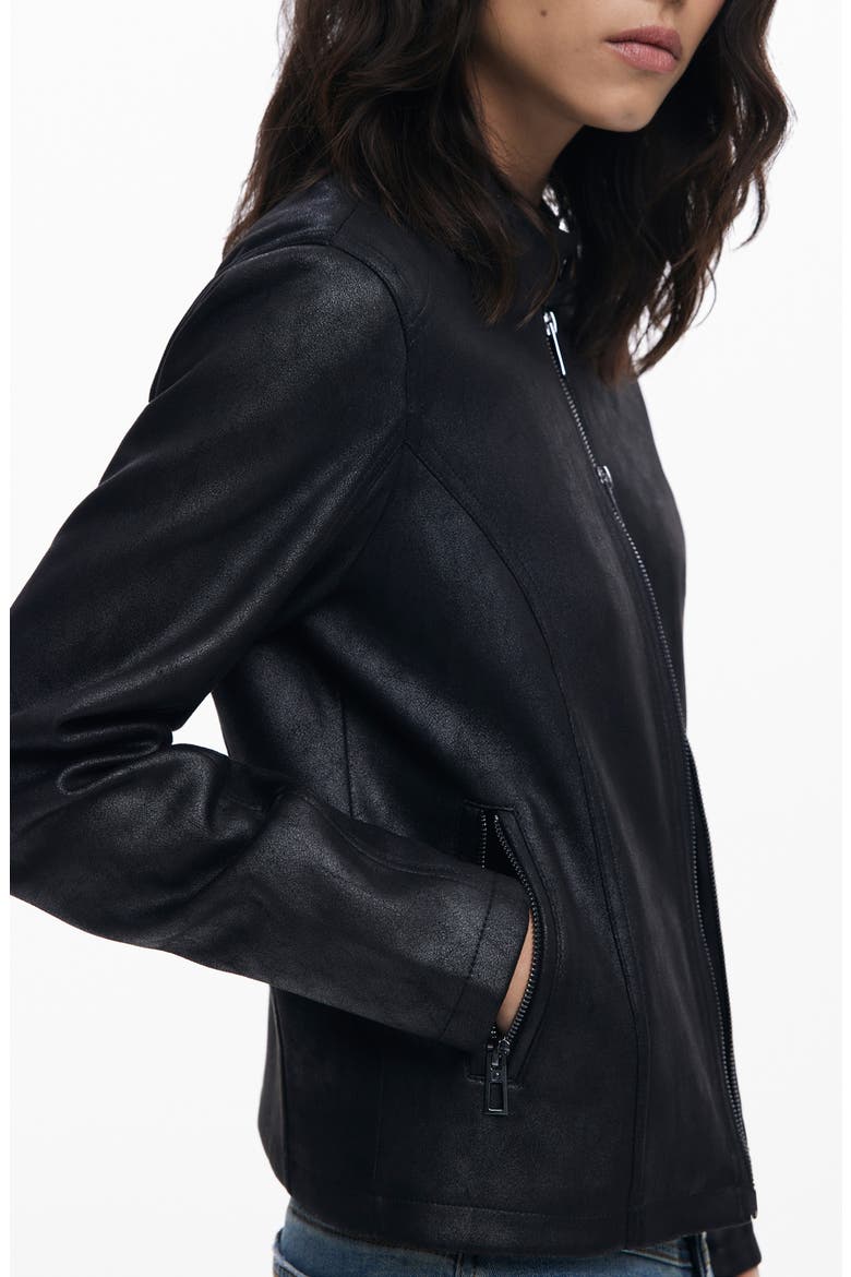 Faux Leather Jacket, Alternate, color, BLACK