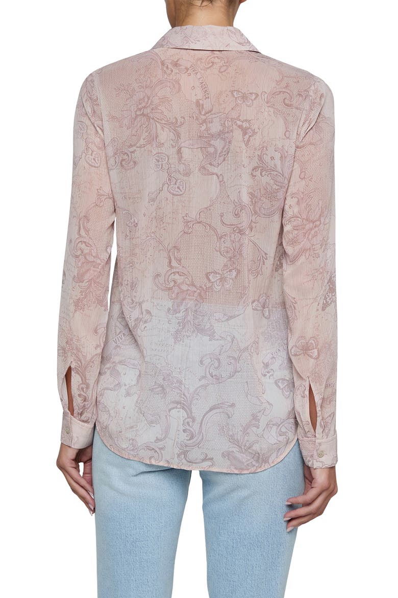 Laurent Print Button-Up Shirt, Alternate, color, BISCUIT SCROLL LACE PRINT