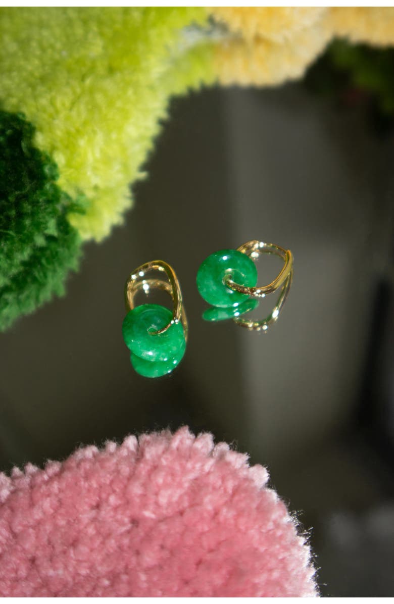 seree Willow Green jade stone hoop earrings, Alternate, color, 