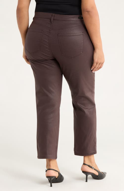 Liverpool Los Angeles Kennedy Coated High Waist Ankle Straight Leg Pants In Brown
