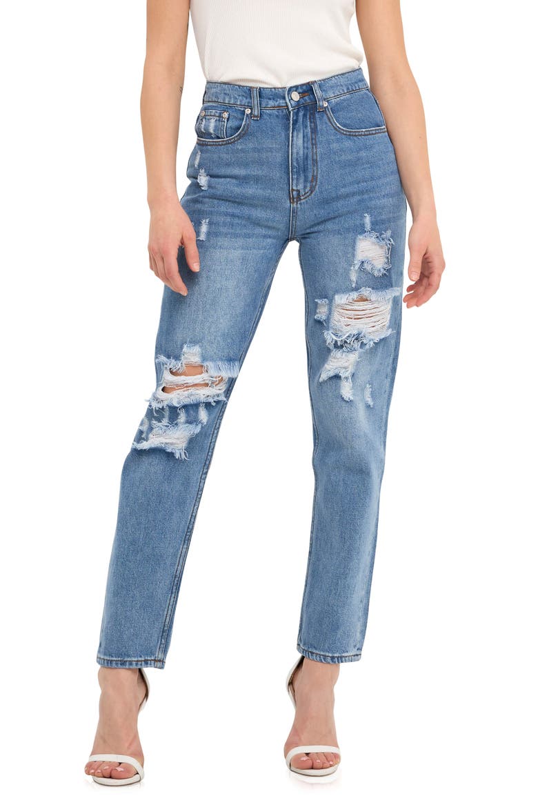 '90s Distressed Jeans, Main, color, MEDIUM BLUE