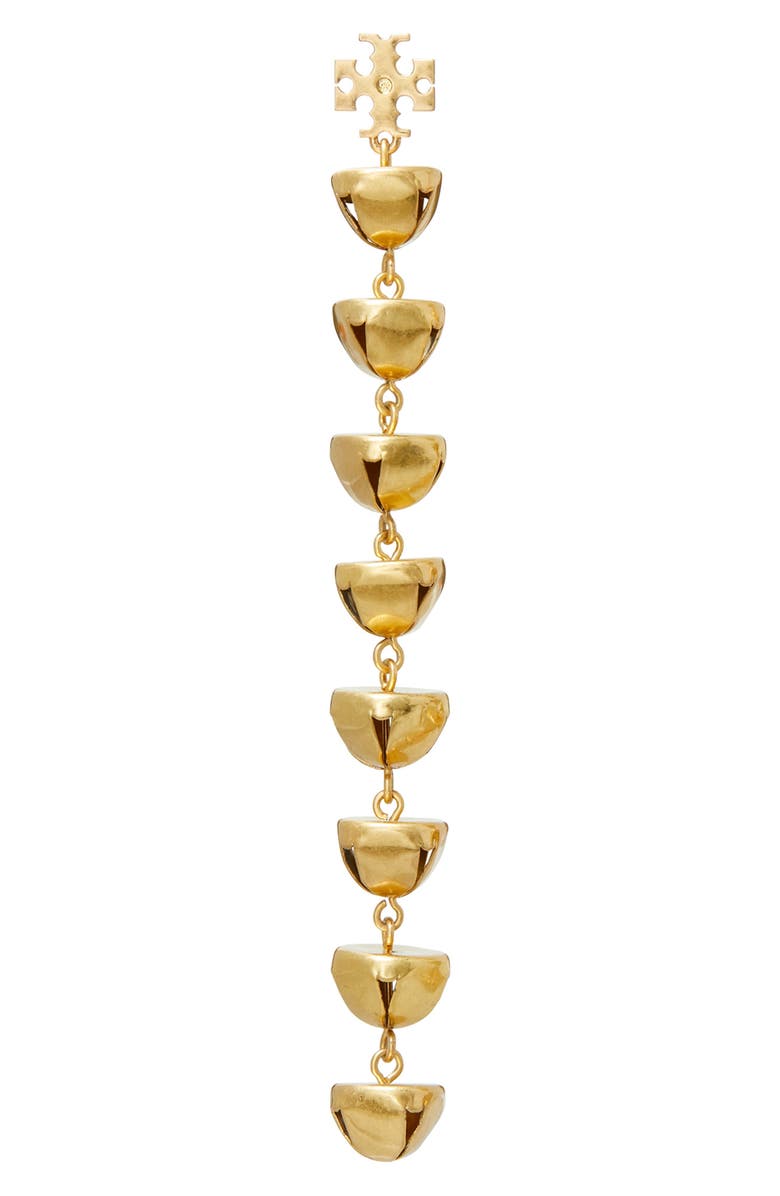 Tory Burch Bell Linear Drop Earrings, Alternate, color, Antique Light Brass