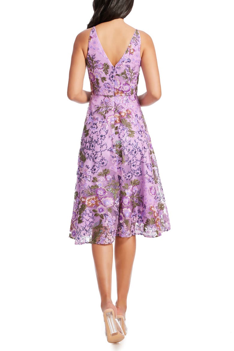 Elisa Floral Sequin Embroidered Cocktail Dress, Alternate, color, LAVENDER MULTI