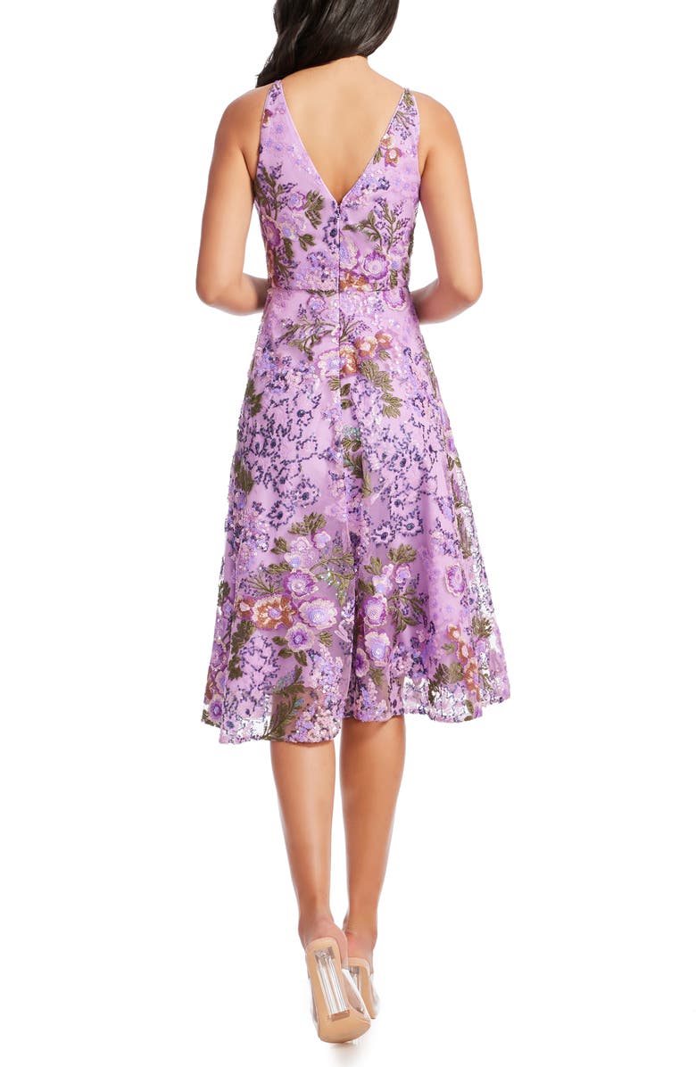Dress the Population Elisa Floral Sequin Embroidered Cocktail Dress, Alternate, color, Lavender Multi