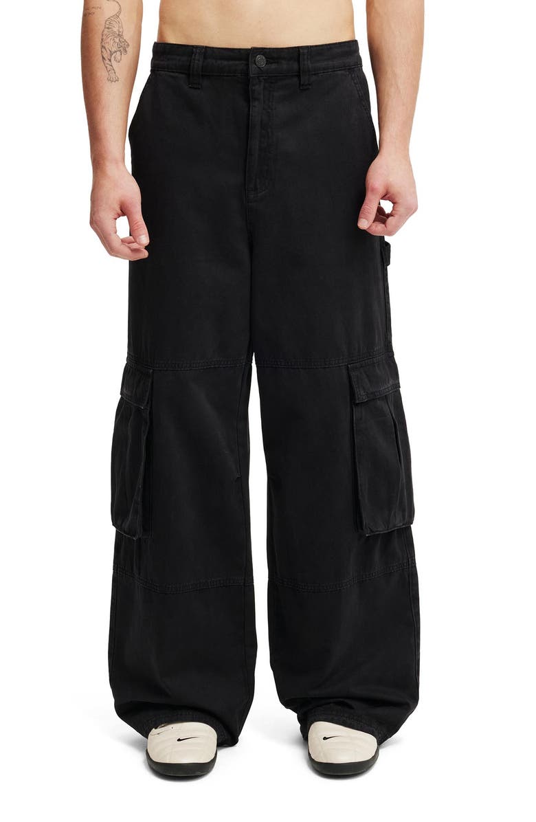 Cotton On Men's Super Baggy Cargo Pant, Main, color, Black