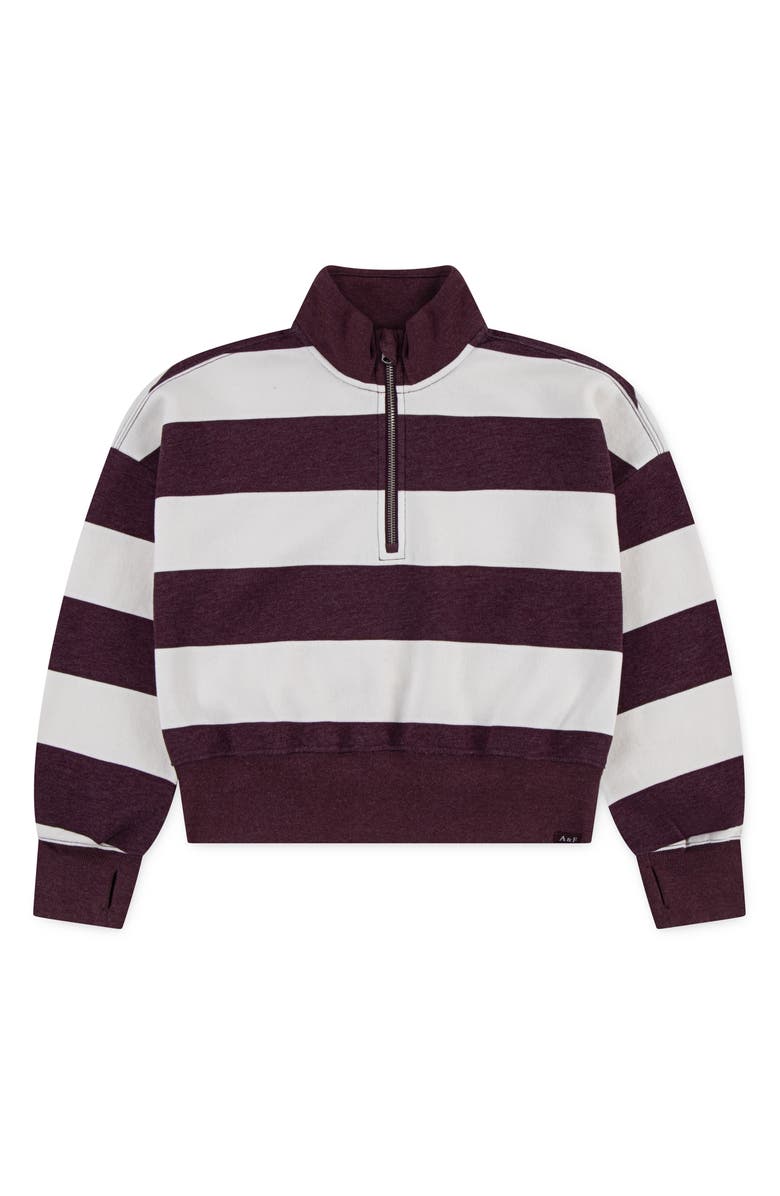 abercrombie kids Kids' Stripe Quarter Zip Sweatshirt, Main, color, Fig