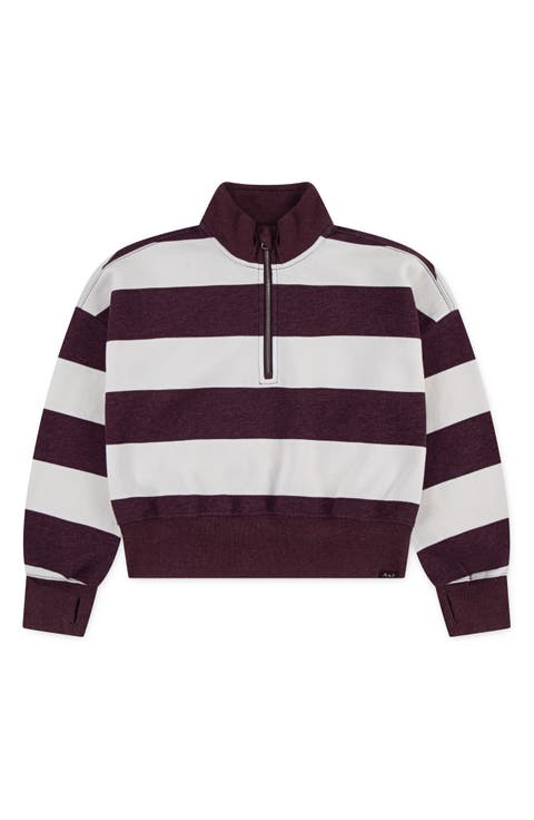 Kids' Stripe Quarter Zip Sweatshirt (Little Kid & Big Kid)