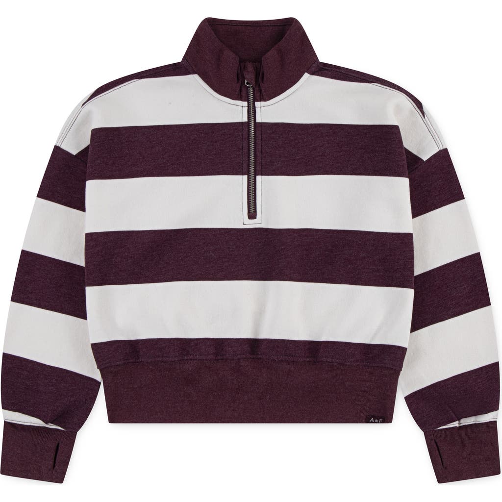Abercrombie Kids Kids' Stripe Quarter Zip Sweatshirt In Multi