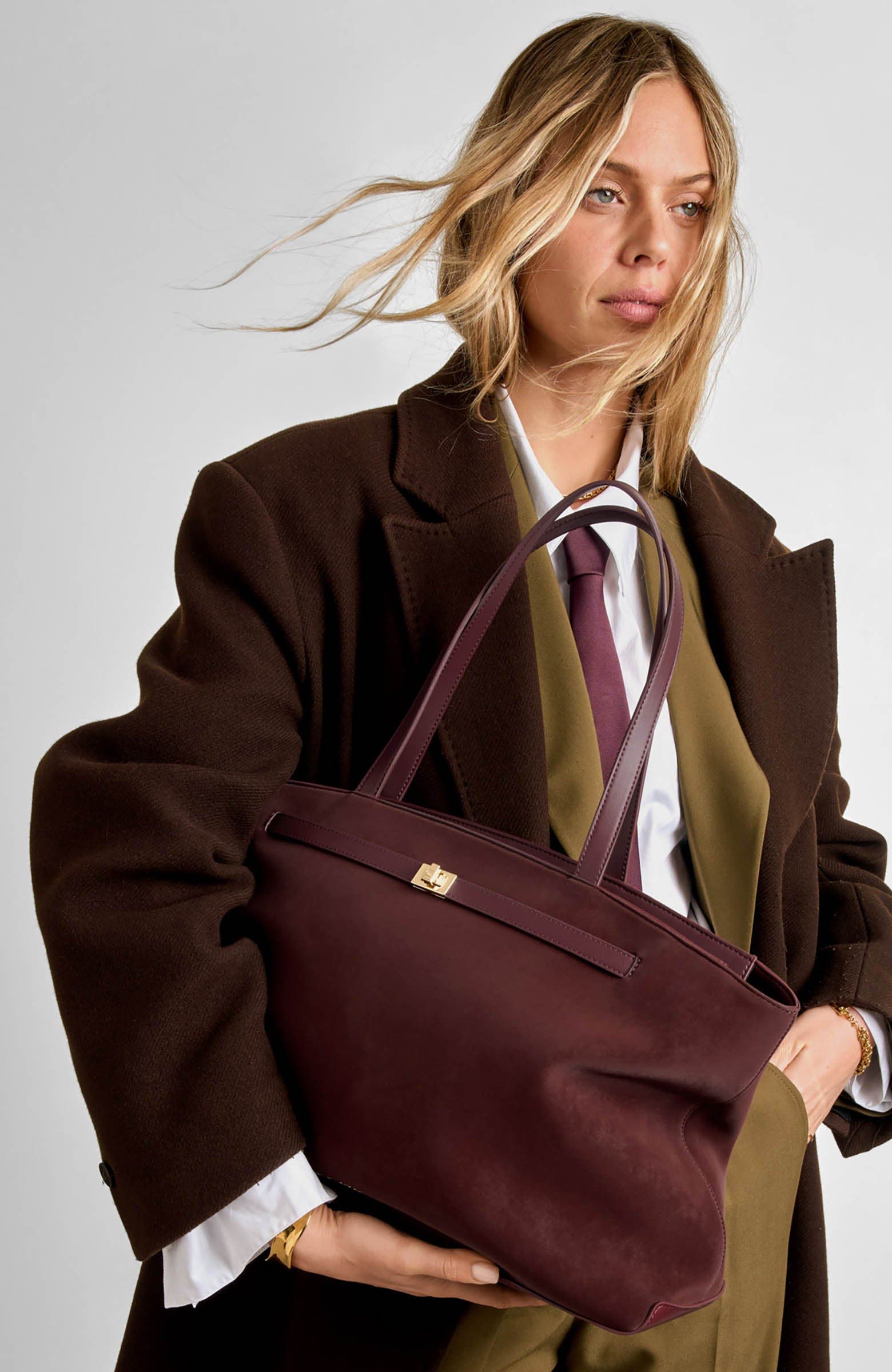 Orin Tote Bag, Alternate, color, Cherry Suedette / Cherry