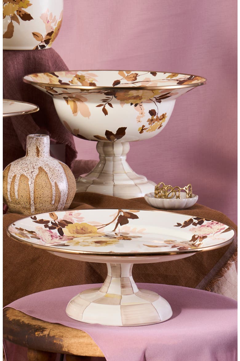 Wild Rose Large Pedestal Platter, Alternate, color, WHITE