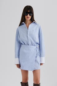 Malina Portea Wrapped Long Sleeve Shirt Dress