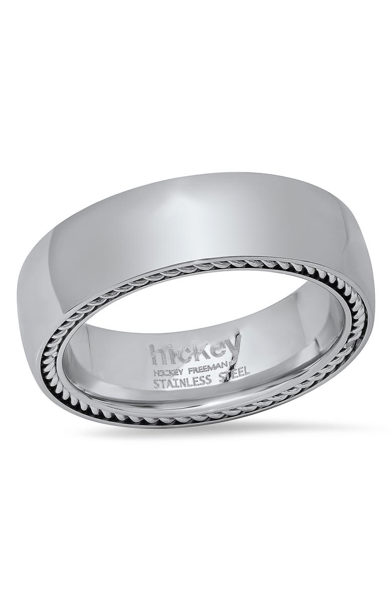 HMY JEWELRY Stainless Steel Band Ring, Alternate, color,