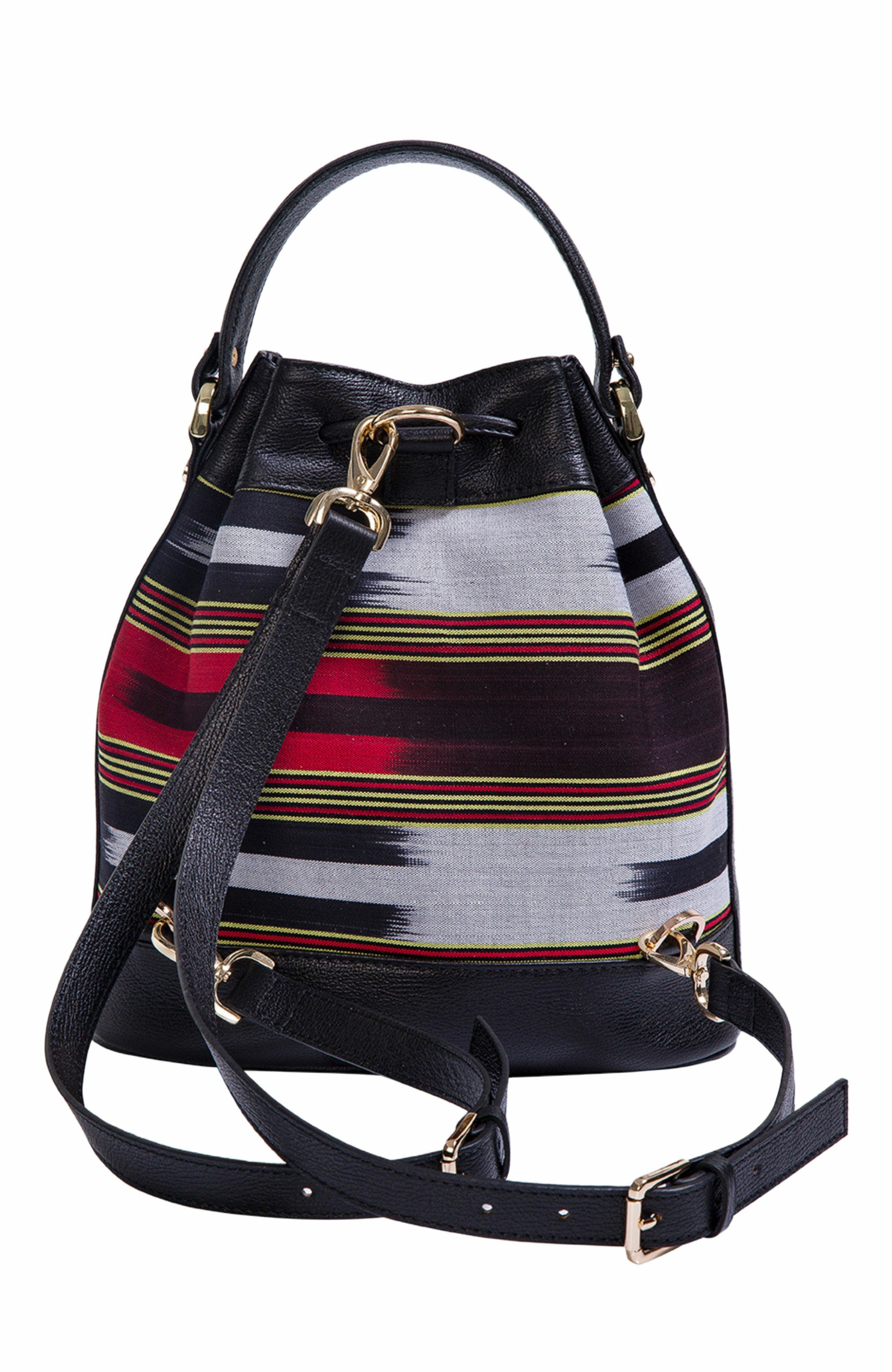 K'ai & Vrosi Leather & Fabric Pattern Convertible Bag, Alternate, color, 