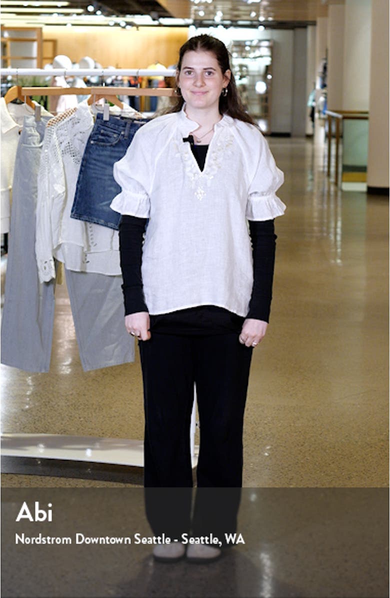 Coastalina Embellished Linen Popover Top, sales video thumbnail