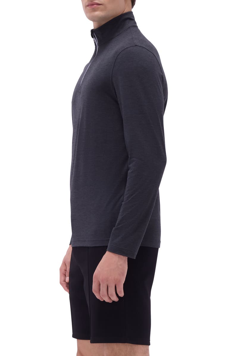 Bugatchi Quarter Zip Performance Pullover, Alternate, color, Black