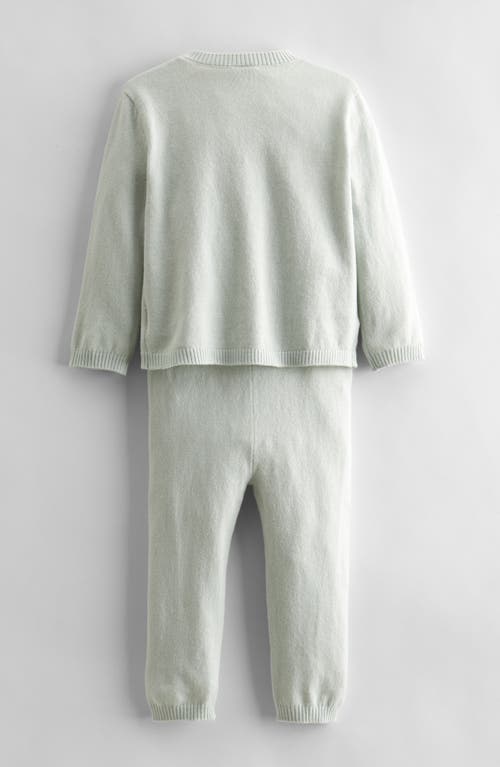 Nordstrom Pointelle Heart Cardigan & Sweater Pants Set In Green