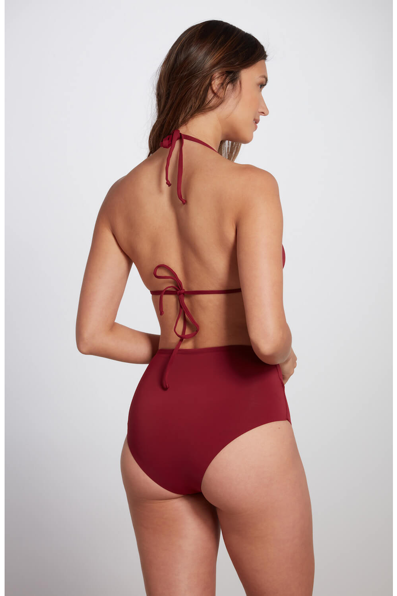 Maya Triangle Bikini Top, Alternate, color, Burgundy