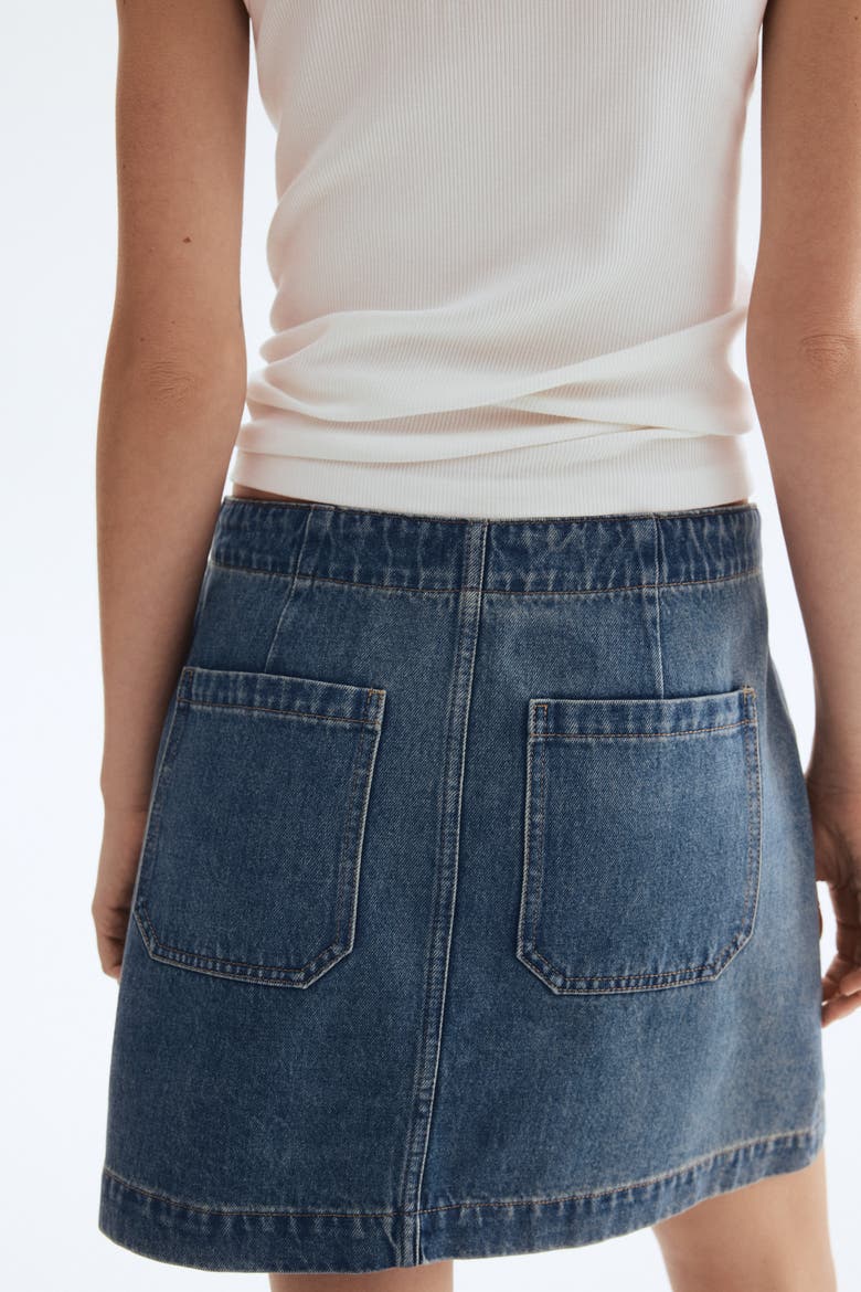 Denim Lace-up Mini Skirt, Alternate, color, Denim blue