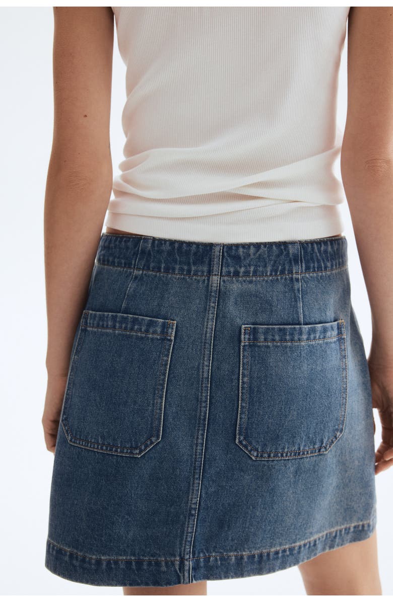 H&M Denim Lace-up Mini Skirt, Alternate, color, 