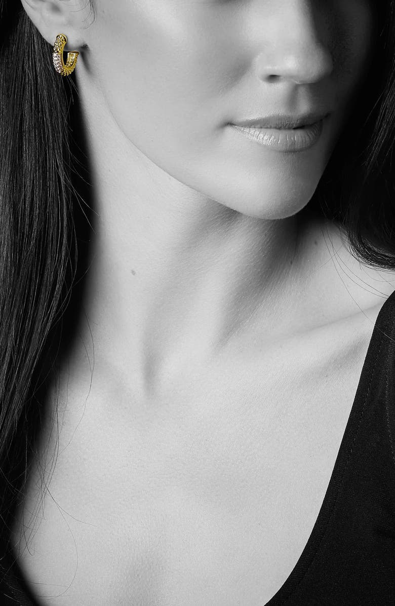 LAGOS 18K Gold & White Diamond Caviar Huggie Earrings, Alternate, color, Yellow Gold/Diamond