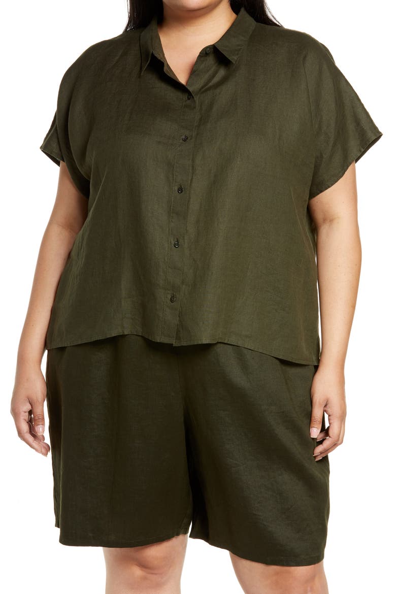 Organic Linen Shirt, Main, color, SEAWEED