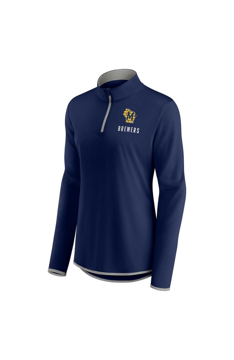 FANATICS Women's Fanatics Branded Navy Milwaukee Brewers Worth The Drive Quarter-Zip Jacket, Alternate, color, Navy
