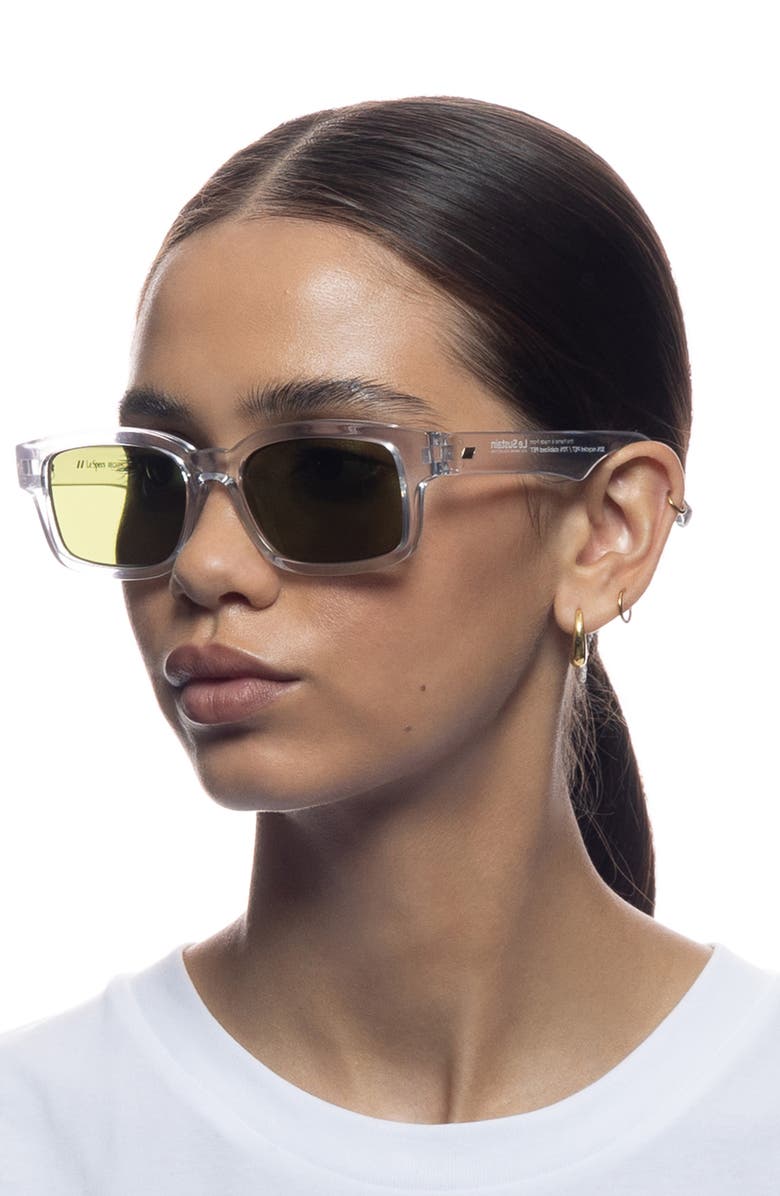Le Specs Recarmito Rectangular Sunglasses, Alternate, color, Crystal Clear