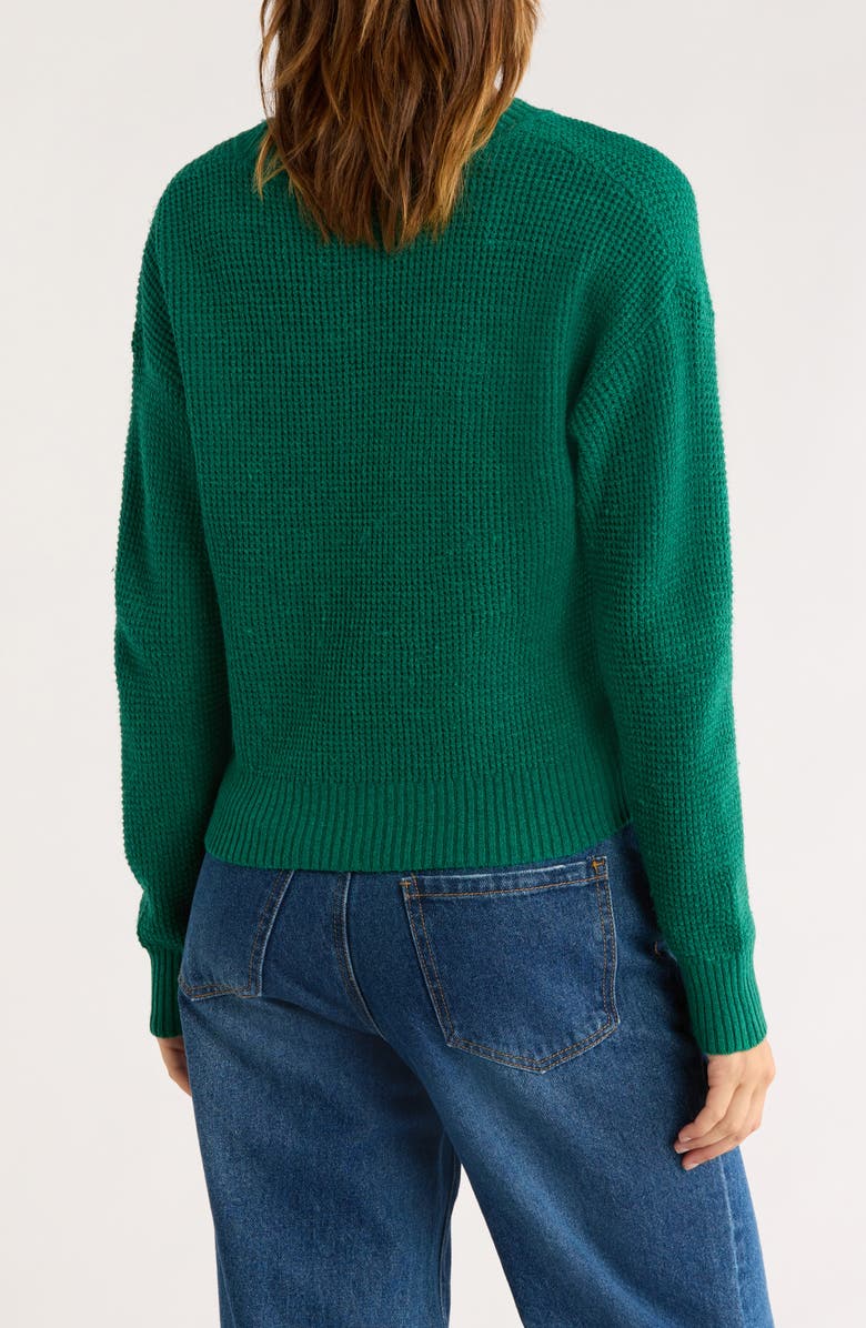 Madden Girl Game Day Embroidered Sweater, Alternate, color, Green Combo