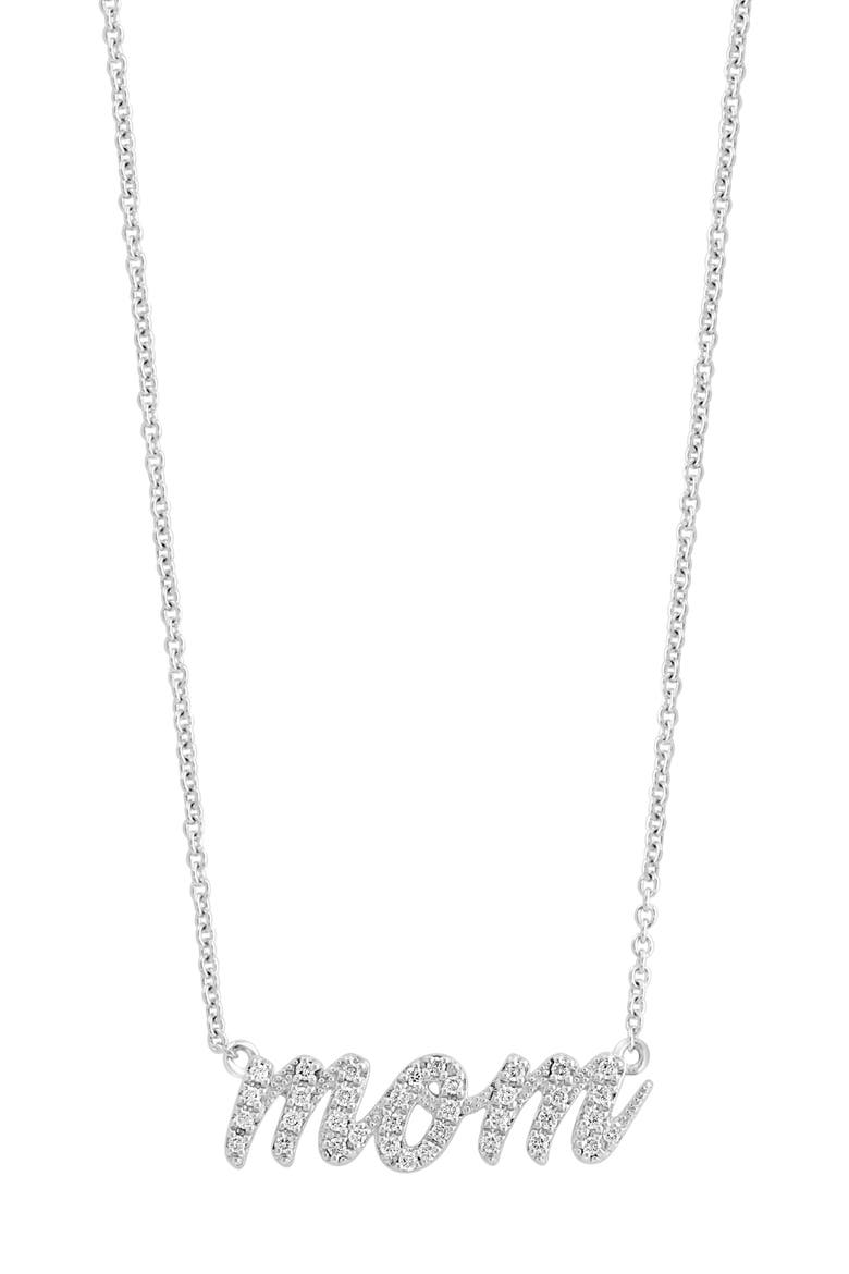 Mom Sterling Silver Diamond Pendant Necklace, Main, color, SILVER