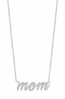 Mom Sterling Silver Diamond Pendant Necklace