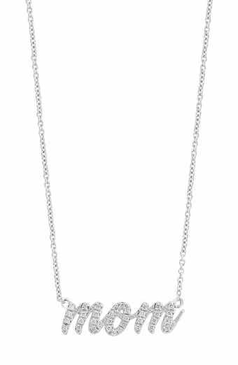 Mom Sterling Silver Diamond Pendant Necklace